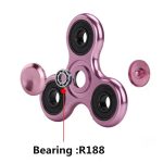 Fidget spinner rosa con cuscinetto R188, oggetto di decorazione scientifica e gioco, ideale per alleviare lo stress e migliorare la concentrazione.