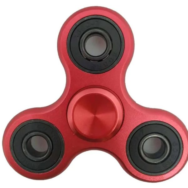 Fidget spinner scientifico rosso con tre bracci, ideale come oggetto decorativo e da collezione scientifica, perfetto per appassionati di scienza e gadget innovativi.