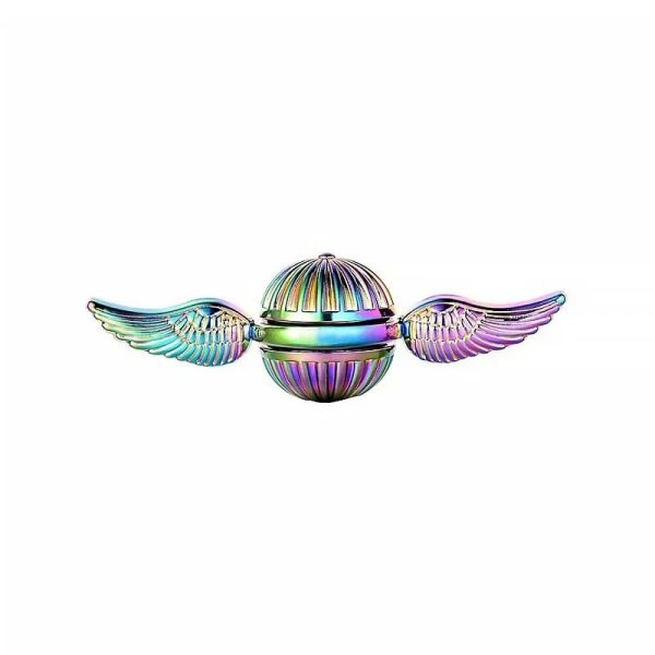 Modello scientifico decorativo con ali colorate e dettagli metallici, ideale come oggetto da collezione o decorazione ispirata alla scienza e alla tecnologia.