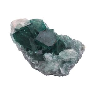 Cristalli di fluorite verdi su roccia naturale, oggetti decorativi scientifici, perfetti per collezionisti e appassionati di mineralogia.