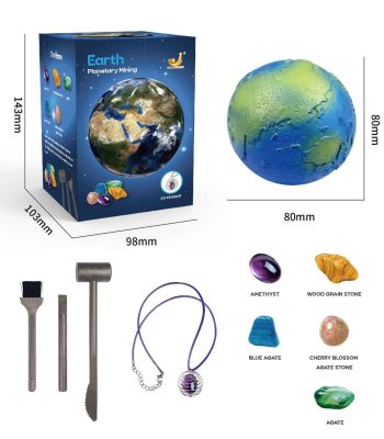 Modello di Terra in miniatura per attività educative e decorazioni scientifiche, con dettagli realistici e dimensioni compatte di 80mm di diametro.