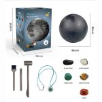 Kit di estrazione mineraria planetaria con modello della luna, strumenti e pietre decorative, ideale per appassionati di scienza e decorazioni educative.