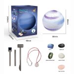Kit di estrazione mineraria planetaria Neptune con strumenti e pietre decorative, ideale per appassionati di scienza e decorazioni scientifiche.