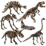 Scheletri di dinosauro in plastica per decorazioni scientifiche e educative, ideali per appassionati di paleontologia e decorazioni a tema preistorico.