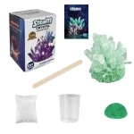 Kit per creare cristalli di sale con supporto e strumenti, perfetto per progetti scientifici e decorativi, ideale per studenti e appassionati di scienza.