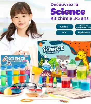 Esperimento di chimica per bambini 3-5 anni con kit educativo.