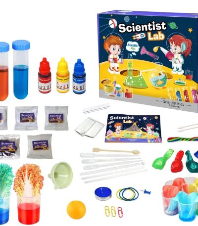 Esperimento scientifico per bambini con kit di laboratorio.