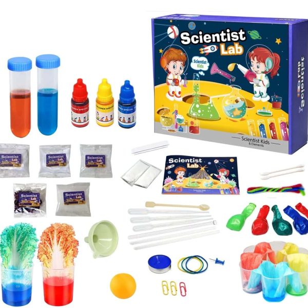 Esperimento scientifico per bambini con kit di laboratorio.