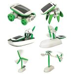 Oggetti scientifici robotici in bianco e verde, ideali come decorazioni e oggetti da collezione per appassionati di scienza e tecnologia.