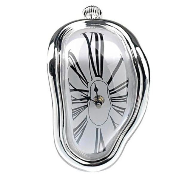 Orologio artistico con vetro curvo e numeri romani, decorativo e originale, perfetto come oggetto di arredamento scientifico e moderno.