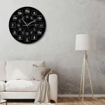 Orologio da parete con elementi del tavolo periodico degli elementi chimici, design innovativo e decorativo per ambienti moderni.
