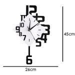 Orologio da parete con numeri grandi e sovrapposti, design contemporaneo, perfetto come decorazione scientifica moderna per ambienti domestici o uffici.
