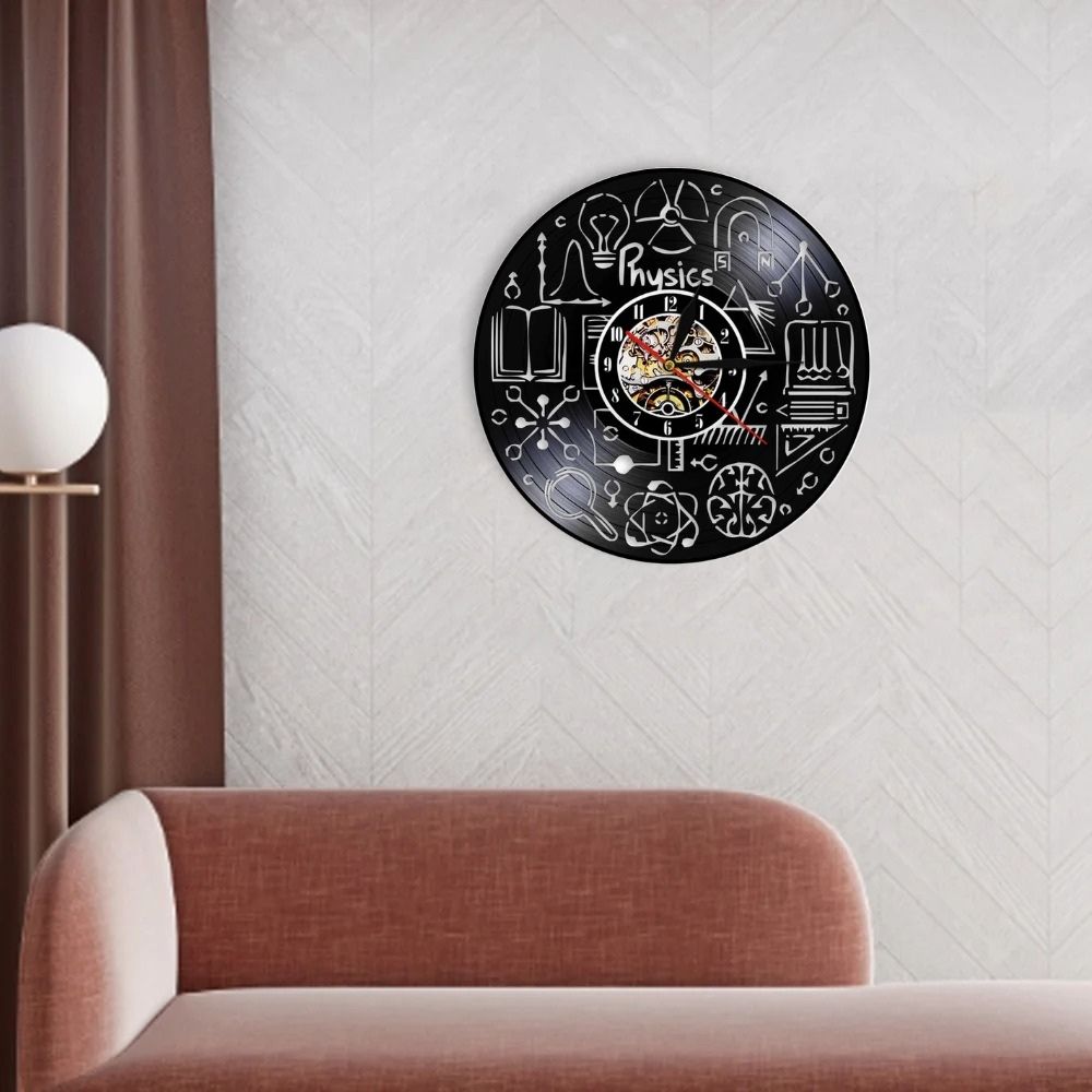 Orologio a tema fisica e scienza Orologio decorativo con simboli scientifici e formule di fisica, perfetto per appassionati di scienza e studenti, da appendere alla parete di casa o ufficio.