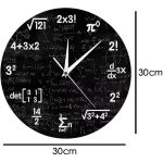 Orologio da parete con design ispirato alla matematica e alla fisica, presenta numeri e formule in stile chalkboard, ideale per appassionati di scienza e studenti.