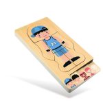 Gioco di memoria in legno con figura umana, perfetto per bambini, con design colorato e dettagliato, ideale per sviluppare la memoria e la coordinazione.