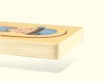 Pupazzo di legno con illustrazione scientifica, decorazione educativa e giocattolo per bambini, perfetto per ambienti scolastici e scientifici.