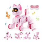 Robot gatto musicale con luci LED, suoni e movimento, perfetto come giocattolo educativo e decorativo per bambini e appassionati di tecnologia.