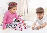 Robot giocattolo educativo per bambini, interattivo e programmabile.