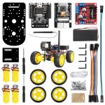 Kit di componenti elettronici e robotici, inclusi motori, sensori, schede di controllo e accessori, ideali per esperimenti scientifici e progetti educativi.