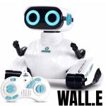 Robot giocattolo con design futuristico, occhi luminosi e telecomando incluso, ideale per stimolare l'apprendimento e il divertimento dei più piccoli.