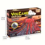 Oggetto scientifico di un modello di vulcano in eruzione, ideale per attività educative e divertenti.