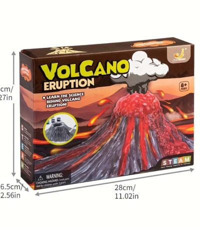 Oggetto scientifico di un modello di vulcano in eruzione, ideale per attività educative e divertenti.