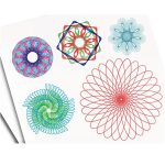 Decorazioni scientifiche con motivi geometrici colorati e intricati, ideali per arredamento e decorazioni a tema scientifico.