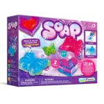 Kit di saponi colorati e glitterati da modellare, ideale per bambini dai 8 anni, con forme divertenti come cuore, farfalla e stella, perfetto per attività creative e giochi educativi.