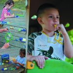 Gioco educativo con oggetti scientifici per stimolare curiosità e apprendimento.