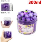 Vaso di gelatina di uva viola con oggetti scientifici decorativi, perfetto come decorazione o regalo a tema scientifico, capacità 300ml.