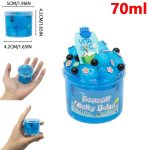 Vaso di gelatina blu con decorazioni marine, ideale come oggetto decorativo o giocattolo scientifico per bambini. Capacità di 70 ml, facile da maneggiare e perfetto per attività educative e divertenti.