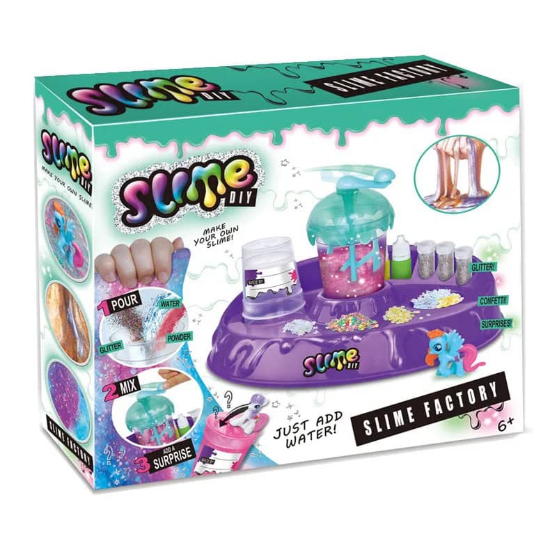 Kit per creare slime fai-da-te con laboratorio scientifico, include ingredienti e strumenti per divertenti esperimenti di slime colorato e glitterato, ideale per bambini e appassionati di scienza.
