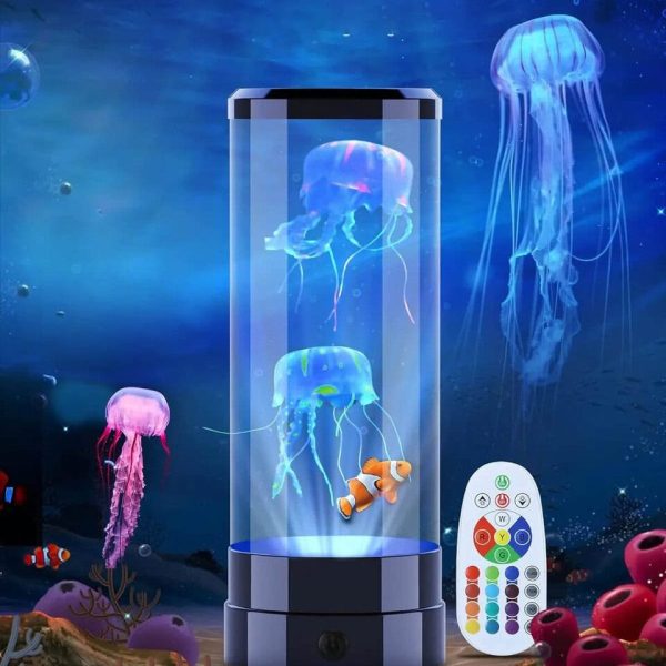 Vaso con meduse luminose e controller LED, oggetto decorativo scientifico che crea un effetto marino luminoso. Perfetto per ambienti moderni e per appassionati di biologia marina e decorazioni innovat.