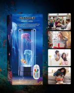 Vaso di acquario con meduse luminose e telecomando, perfetto come decorazione scientifica e oggetto di intrattenimento educativo. Ideale per appassionati di biologia marina e decorazioni originali.