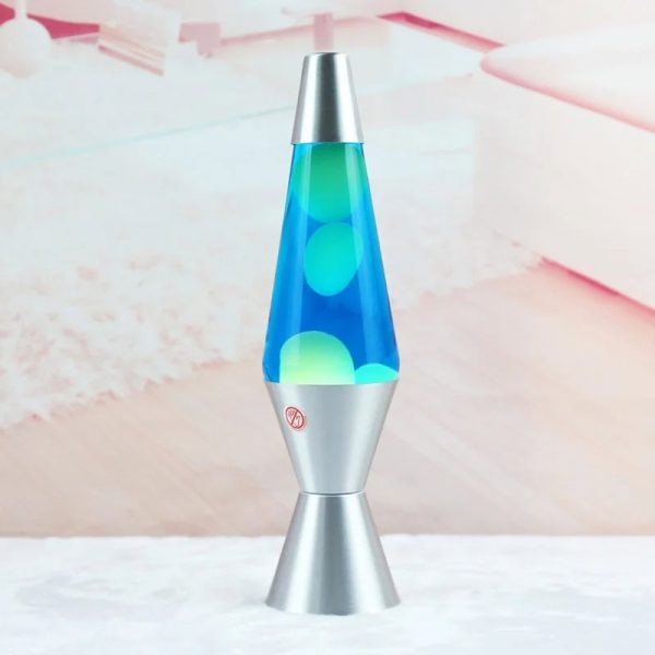 Lampada lava scientifica colorata con base in metallo, perfetta come decorazione educativa e originale per ambienti domestici o scolastici.