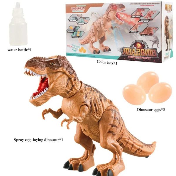 Modello di dinosauro T-Rex con uova e accessori scientifici, perfetto per attività educative e giochi interattivi. Include uova di dinosauro e spray per simulare l'uscita dei cuccioli.