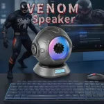 Altoparlante Venom Speaker con design innovativo e luci LED, ideale per appassionati di tecnologia e gaming, perfetto come decorazione scientifica moderna.