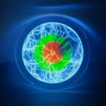 Modello di cellula energetica con colori vivaci che rappresentano i processi biologici, ideale come decorazione scientifica educativa e da collezione.