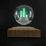 Vaso di cristallo con grafico luminoso verde, decorazione scientifica moderna e originale, perfetta per appassionati di scienza e design innovativo.