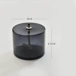 Contenitore di vetro trasparente con valvola di rilascio, altezza 6,5 cm e diametro 8 cm, ideale per esperimenti scientifici e decorazioni a tema scientifico.