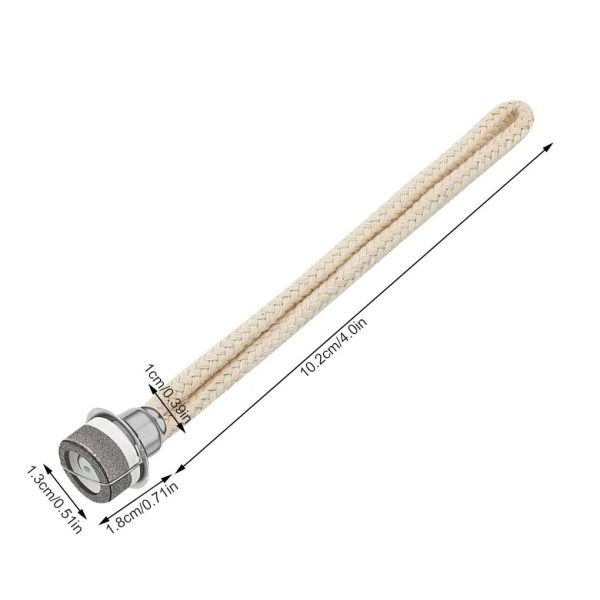 Tubo di vetro con raccordo in metallo e tubo di tessuto, lunghezza 10,2 cm, diametro 1,8 cm, utilizzato in esperimenti scientifici e decorazioni.