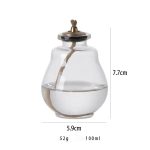 Vaso di vetro decorativo con coperchio in metallo, altezza 7,7 cm, capacità 100 ml, perfetto come oggetto scientifico o decorativo.