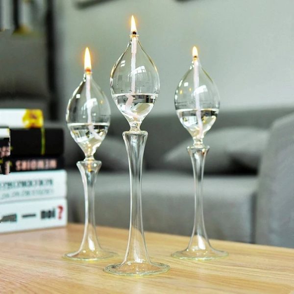 Luci decorative a forma di molecola di vetro con fiamma, perfette come decorazioni scientifiche e oggetti di design innovativi.
