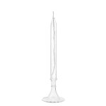 Fiaccola di cera bianca con base decorativa in vetro, perfetta come oggetto scientifico o decorativo per ambienti educativi o moderni.