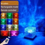 Luce LED decorativa con effetti di colore variabile, controllabile da remoto, con 16 colori disponibili e funzione ricaricabile. Perfetta per ambienti moderni e decorazioni scientifiche.