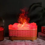 Vaso di sale con effetti di fiamme e vapori, perfetto come decorazione scientifica o oggetto da collezione. Ideale per appassionati di scienza e decorazioni originali.