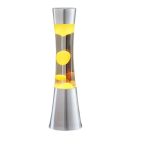 Vaso di lava scientifico in acciaio con liquido colorato in movimento, ideale come decorazione scientifica o oggetto da collezione. Perfetto per appassionati di scienza e decorazioni originali.
