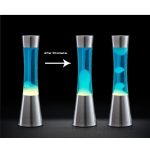 Vaso di lava con effetto di cambiamento di colore dopo 30 minuti, mostra il processo di raffreddamento e solidificazione della lava luminosa.