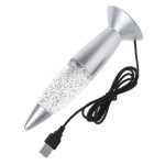 Lampada USB a forma di meteorite con effetto glitter, perfetta come decorazione scientifica o oggetto da collezione, alimentata tramite cavo USB.