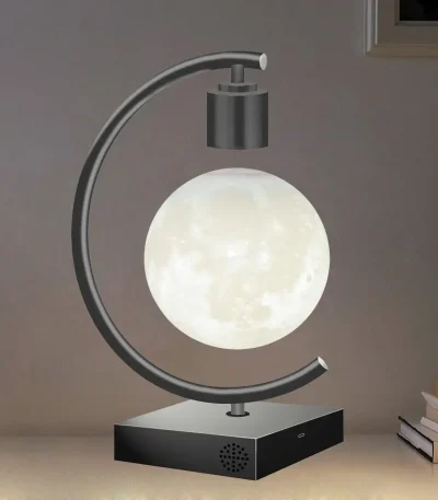 Lampada decorativa con forma di luna, design moderno e originale, perfetta come oggetto di decorazione scientifica e per ambienti creativi.